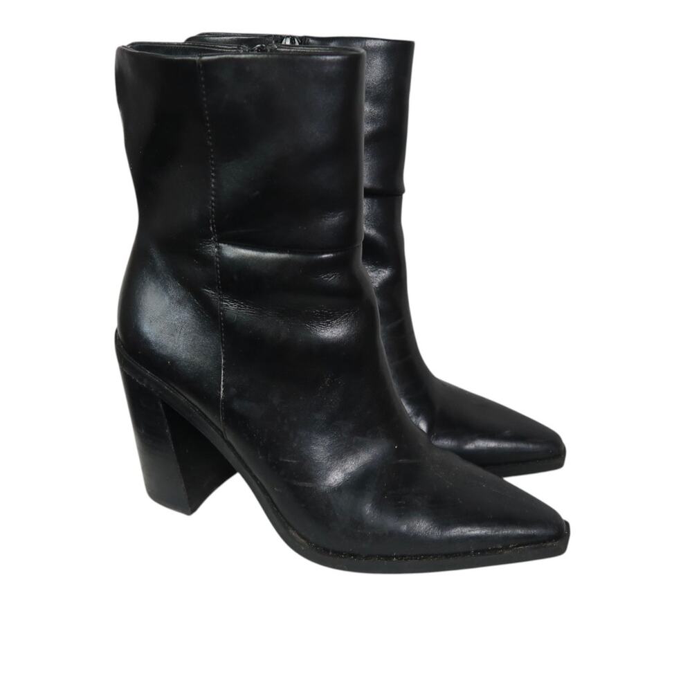 Steve Madden Silvee Black Leather Heeled Ankle Boots 7.5